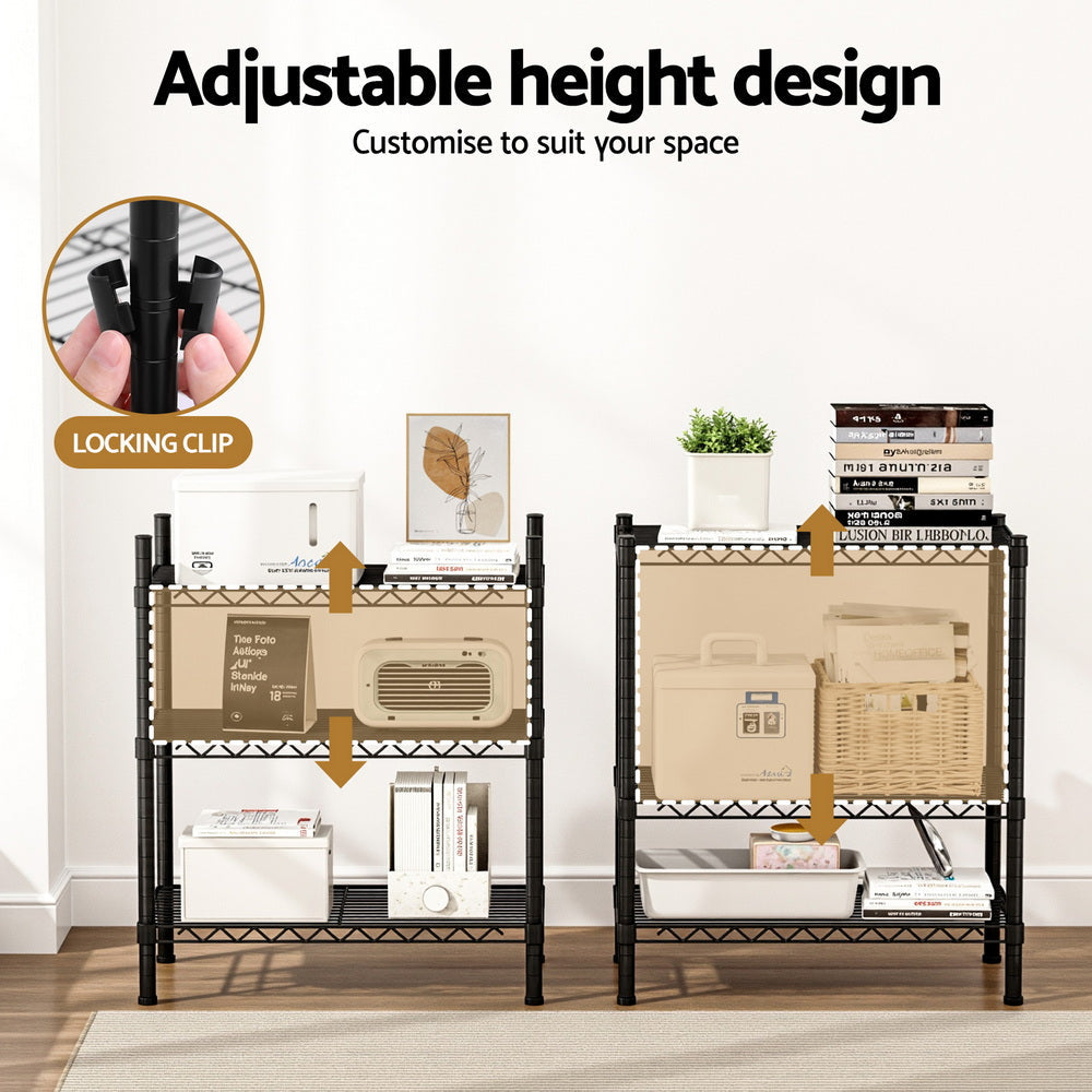 Artiss 3-Tier Shelving Unit Adjustable Garage Storage Shelves Kitchen Rack Steel Awezingly
