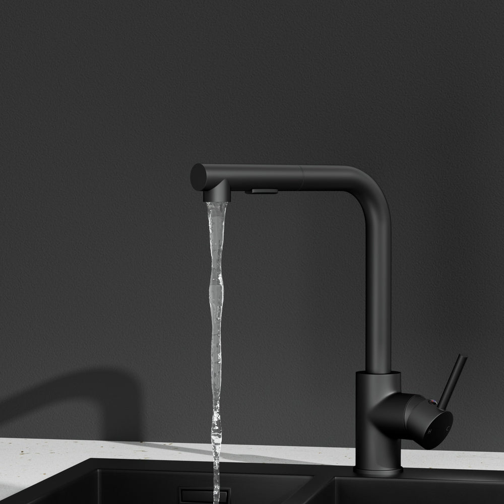 Cefito Kitchen Mixer Tap Pull Out Rectangle 2 Mode Sink Basin Faucet Swivel WELS Black Awezingly