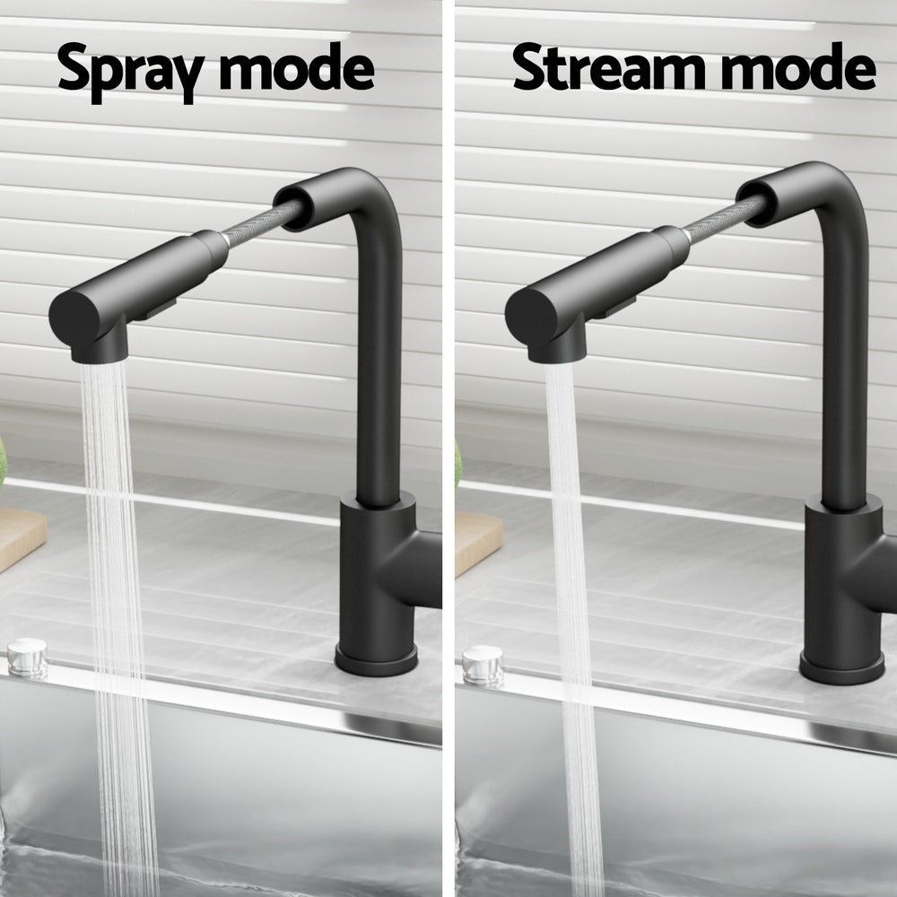 Cefito Kitchen Mixer Tap Pull Out Rectangle 2 Mode Sink Basin Faucet Swivel WELS Black Awezingly
