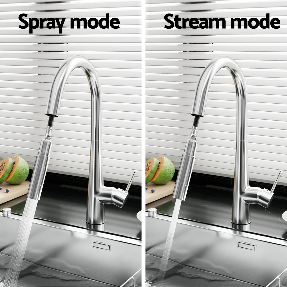 Cefito Kitchen Mixer Tap Pull Out Round 2 Mode Sink Basin Faucet Swivel WELS Chrome Awezingly