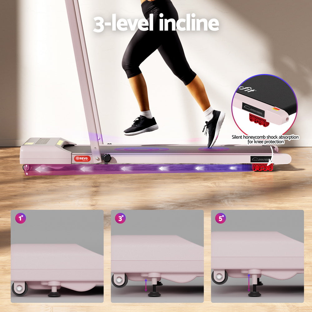 Everfit Treadmill Electric Walking Pad Incline Under Desk 380mm Pink Awezingly