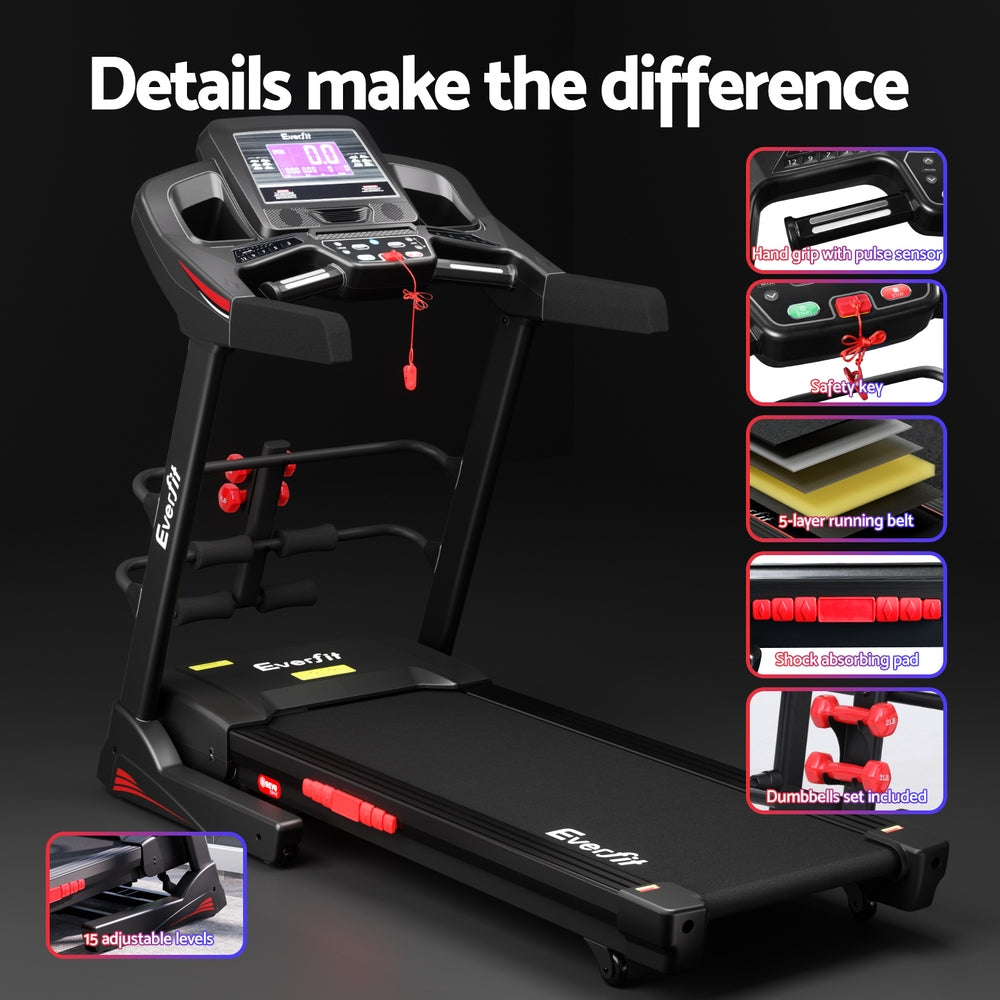 Everfit Treadmill Electric Home Gym Fitness Exercise Machine w/ Sit Up Bar 480mm Awezingly