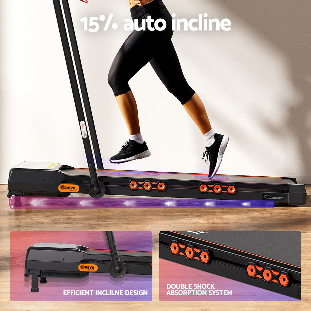 Everfit Treadmill Electric Walking Pad Auto Incline Foldable for Home Gym Black Awezingly