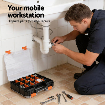 Giantz Double Sided Tool Box Organizer with 34 Compartment Small Parts Storage