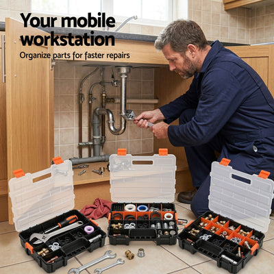 Giantz 3 Pack Tool Box Organizer with Hardware Storage Box for Small Parts