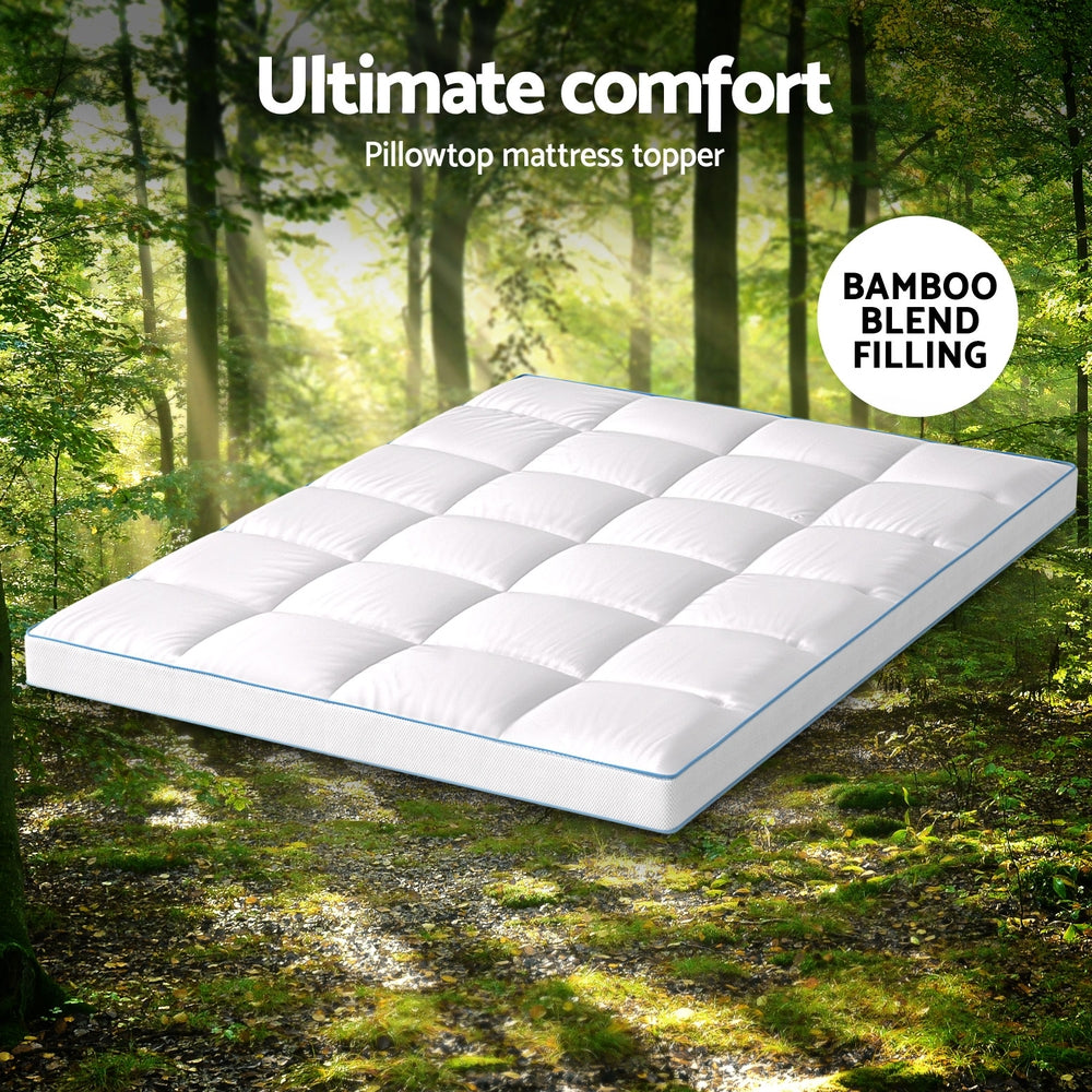 Giselle Bedding Mattress Topper Pillowtop Bamboo 10cm Double Awezingly