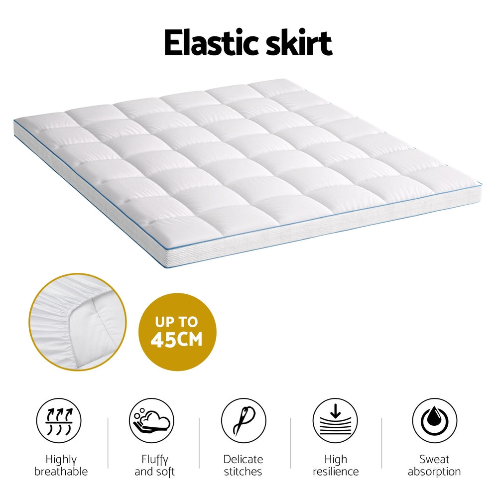Giselle Bedding Mattress Topper Pillowtop Bamboo 10cm King Awezingly