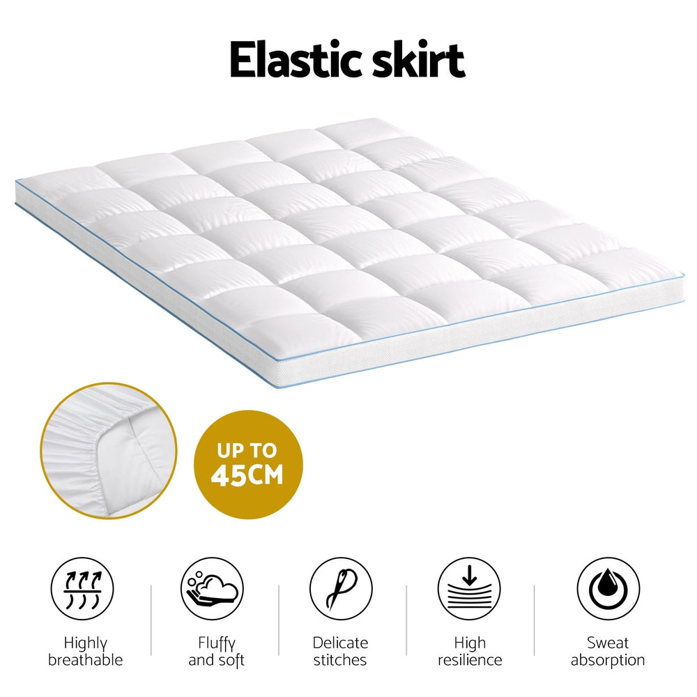 Giselle Bedding Mattress Topper Pillowtop Bamboo 10cm Queen Awezingly
