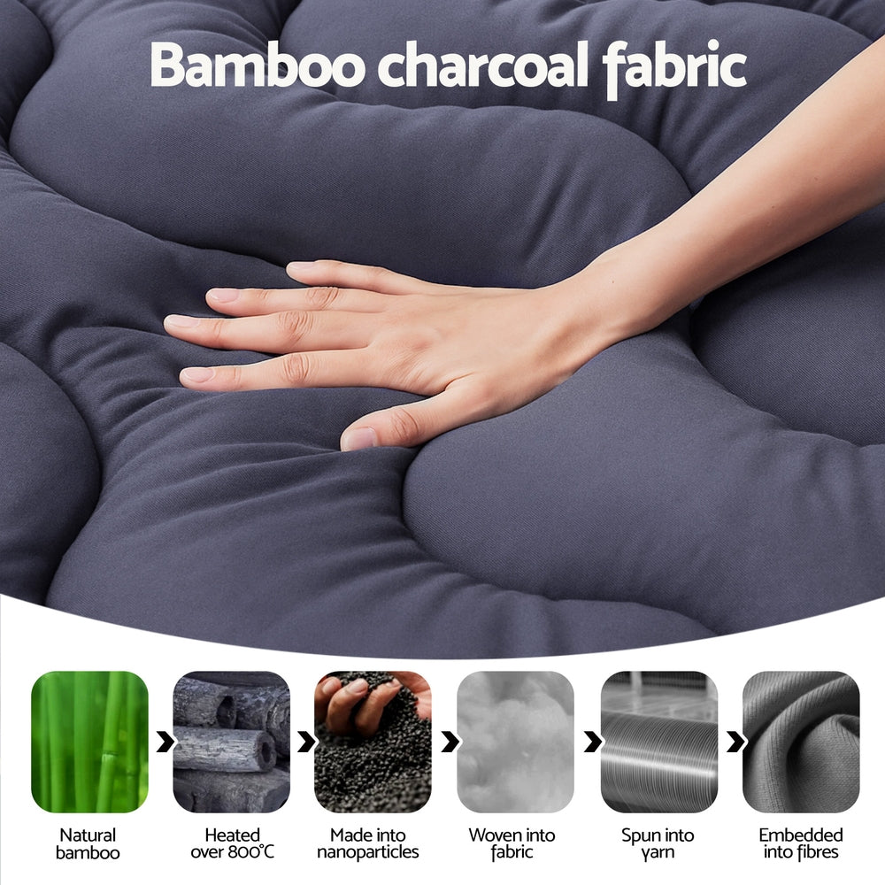 Giselle 5cm Mattress Topper Pillowtop toppers Bamboo Charcoal King Awezingly