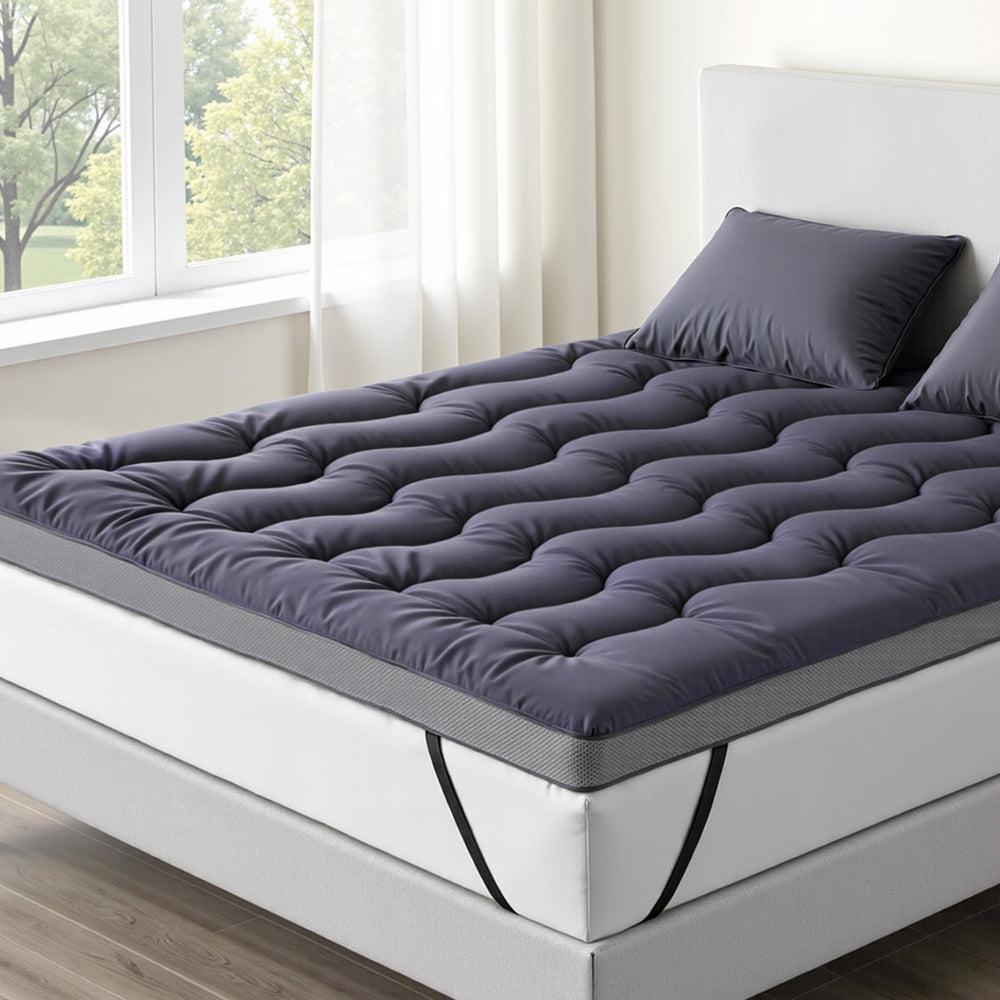 Giselle 5cm Mattress Topper Pillowtop toppers Bamboo Charcoal Queen Awezingly