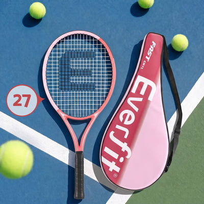 Everfit Tennis Racket Set 2 Pack 27 Inch Lightweight Cushioned Grip for Adults Pink
