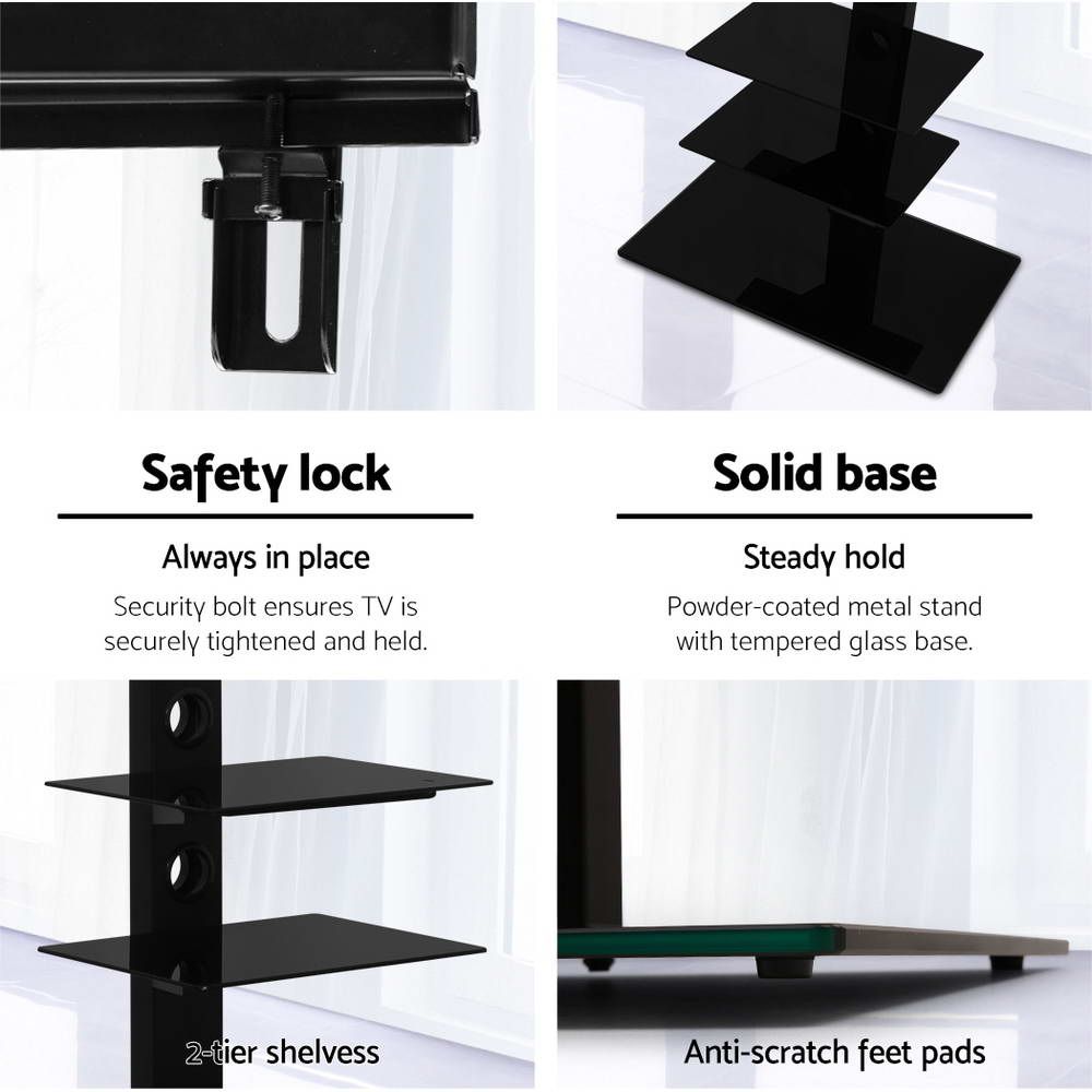 Artiss Floor TV Stand Brakcket Mount Swivel Height Adjustable 32 to 70 Inch Black Artiss