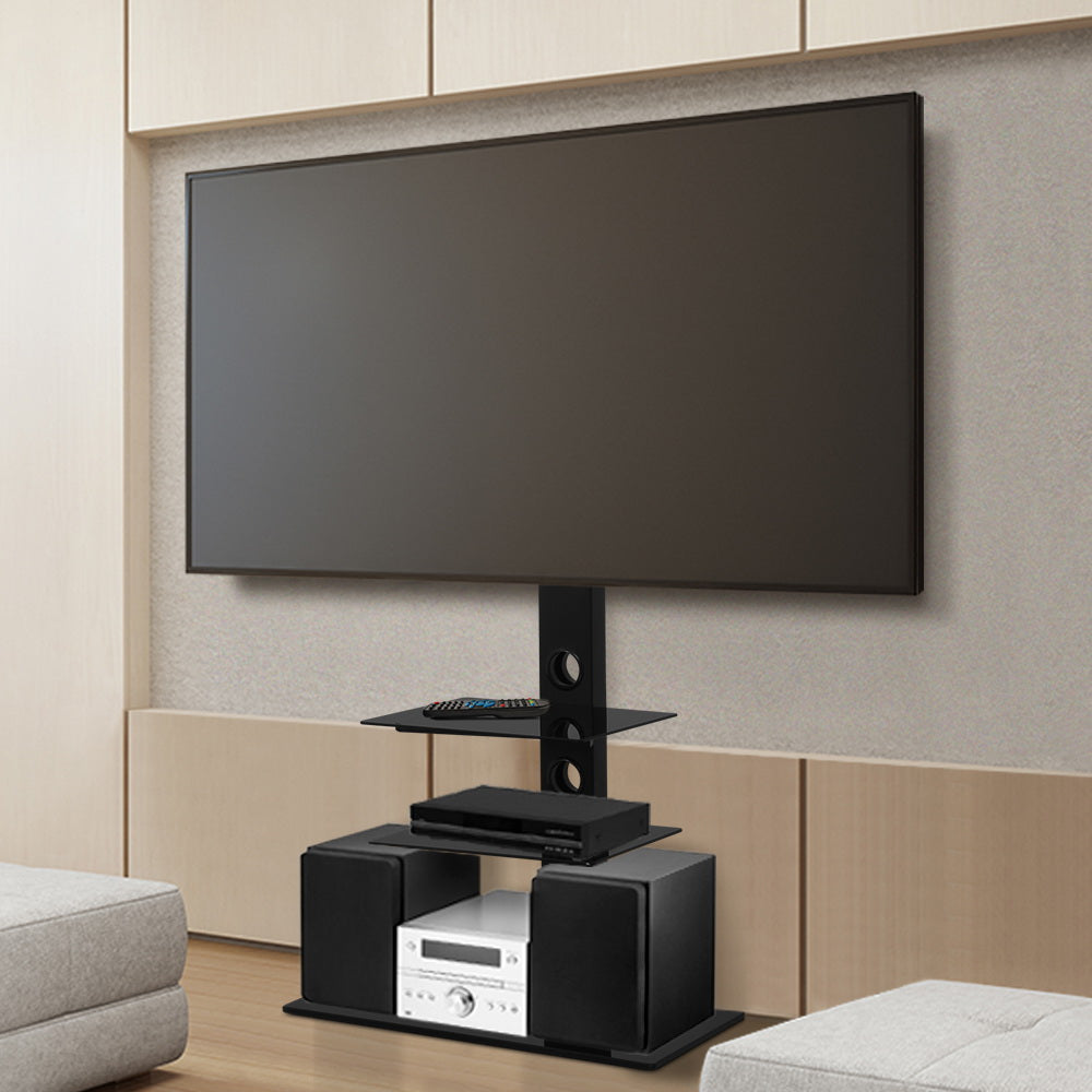 Artiss Floor TV Stand Brakcket Mount Swivel Height Adjustable 32 to 70 Inch Black Artiss