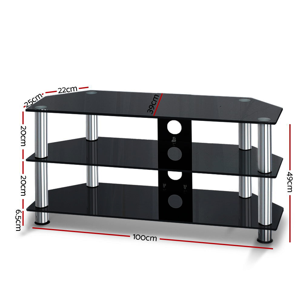 Artiss TV Stand Entertainment Unit Media Cabinet Temptered Glass 3 Tiers Artiss