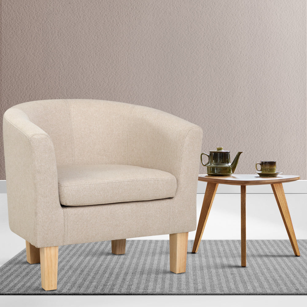 Artiss Armchair Lounge Chair Tub Accent Armchairs Fabric Sofa Chairs Wooden Artiss
