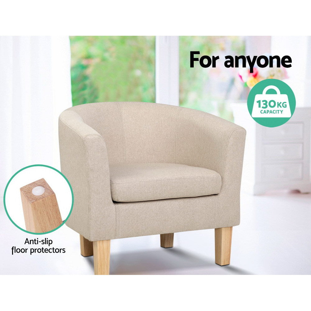 Artiss Armchair Lounge Chair Tub Accent Armchairs Fabric Sofa Chairs Wooden Artiss