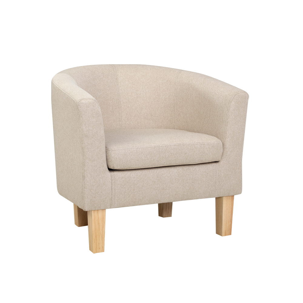 Artiss Armchair Lounge Chair Tub Accent Armchairs Fabric Sofa Chairs Wooden Artiss