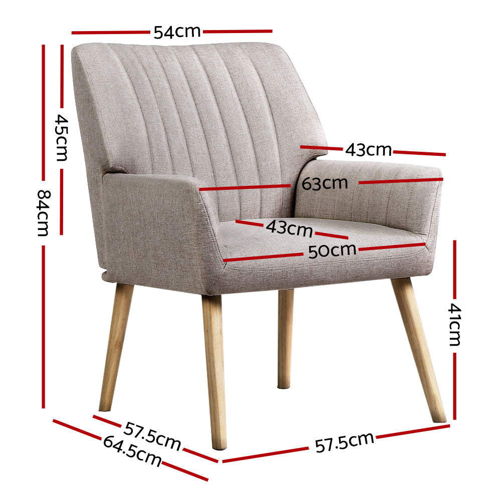 Artiss 2X Armchair Faux Fabric Beige Awezingly