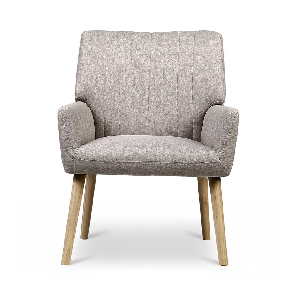 Artiss 2X Armchair Faux Fabric Beige Awezingly