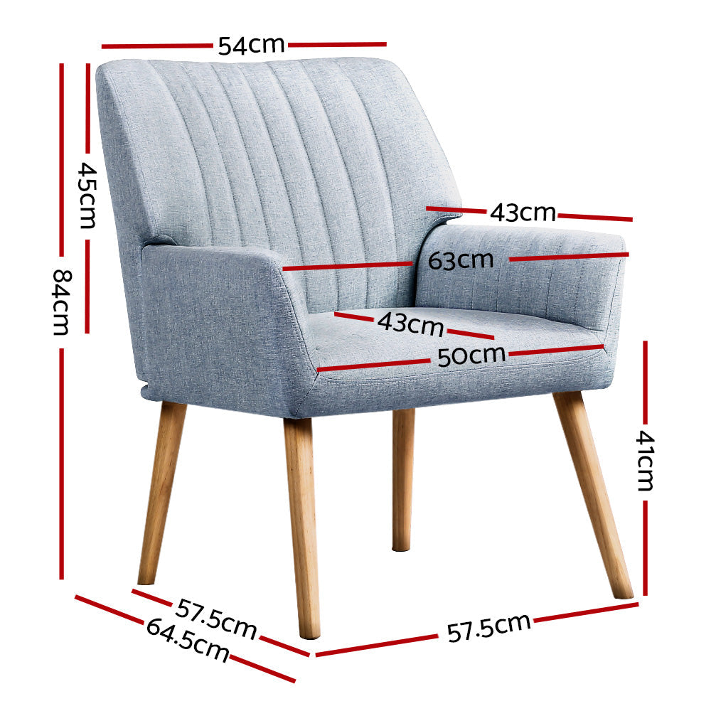 Artiss 2X Armchair Fabric Blue Grey Awezingly