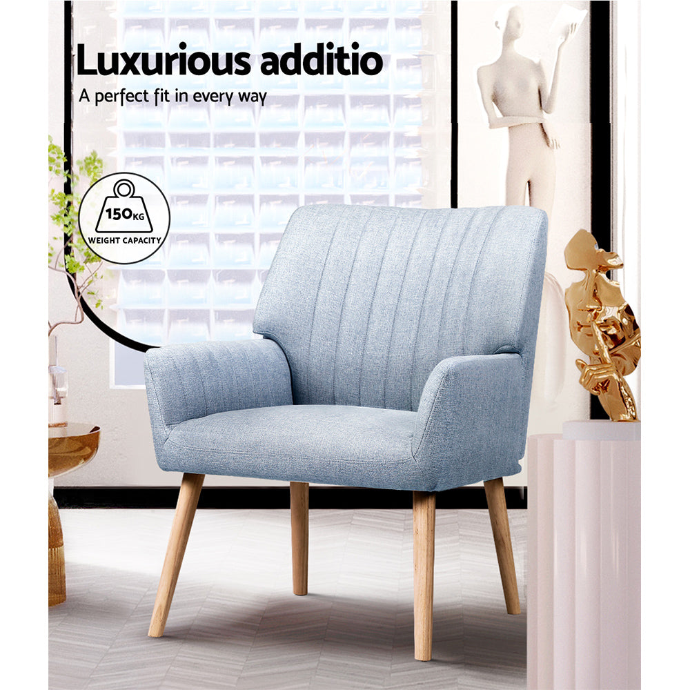 Artiss 2X Armchair Fabric Blue Grey Awezingly