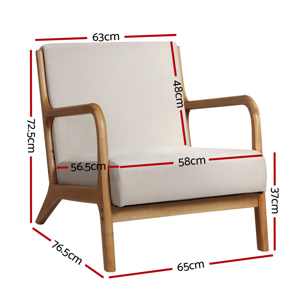 Artiss 2X Armchair Faux Fabric Beige Awezingly