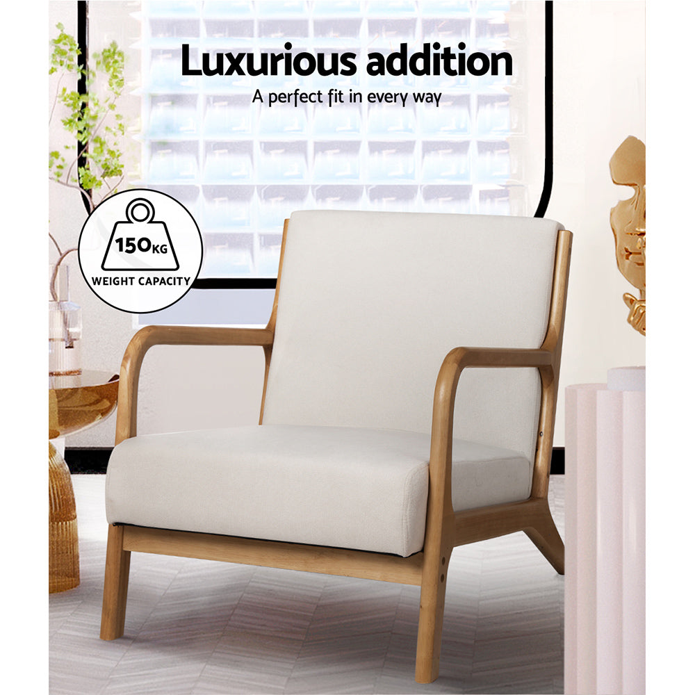 Artiss 2X Armchair Faux Fabric Beige Awezingly
