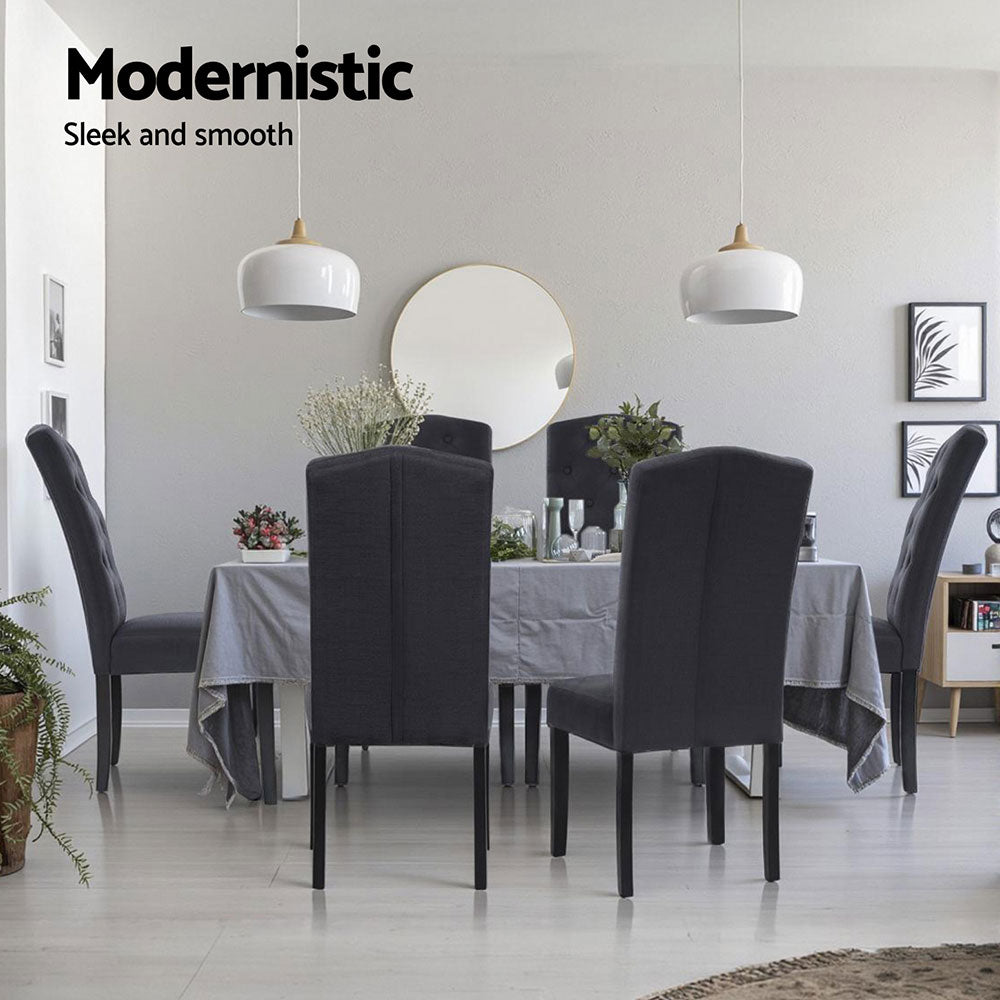 Artiss Dining Chairs Set of 4 Linen Parsons Chair Dark Grey Artiss