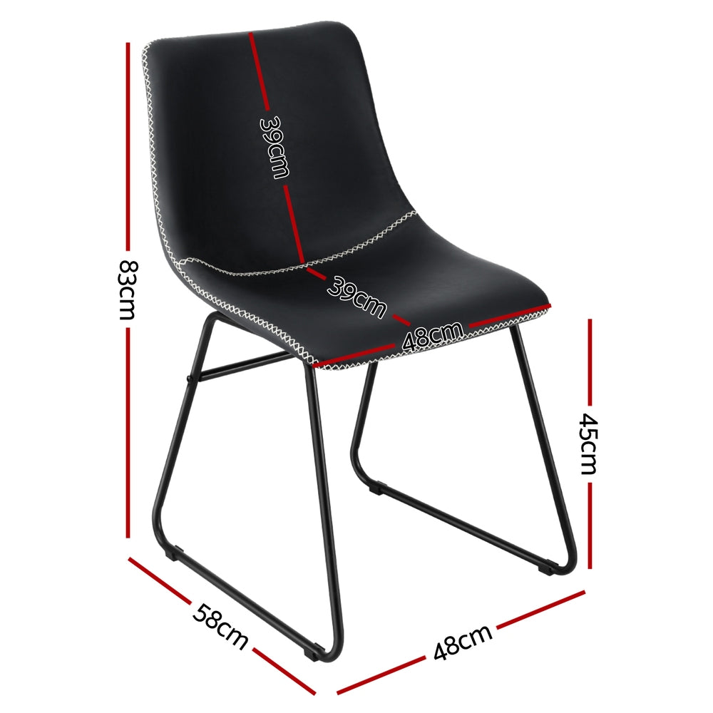 Artiss 4x Dining Chairs Retro PU Leather Kitchen Lounge Cafe Accent Chair Black Awezingly