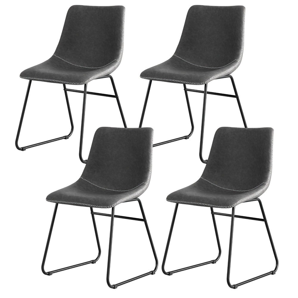 Artiss 4x Dining Chairs Retro PU Leather Kitchen Lounge Cafe Accent Chair Grey Awezingly