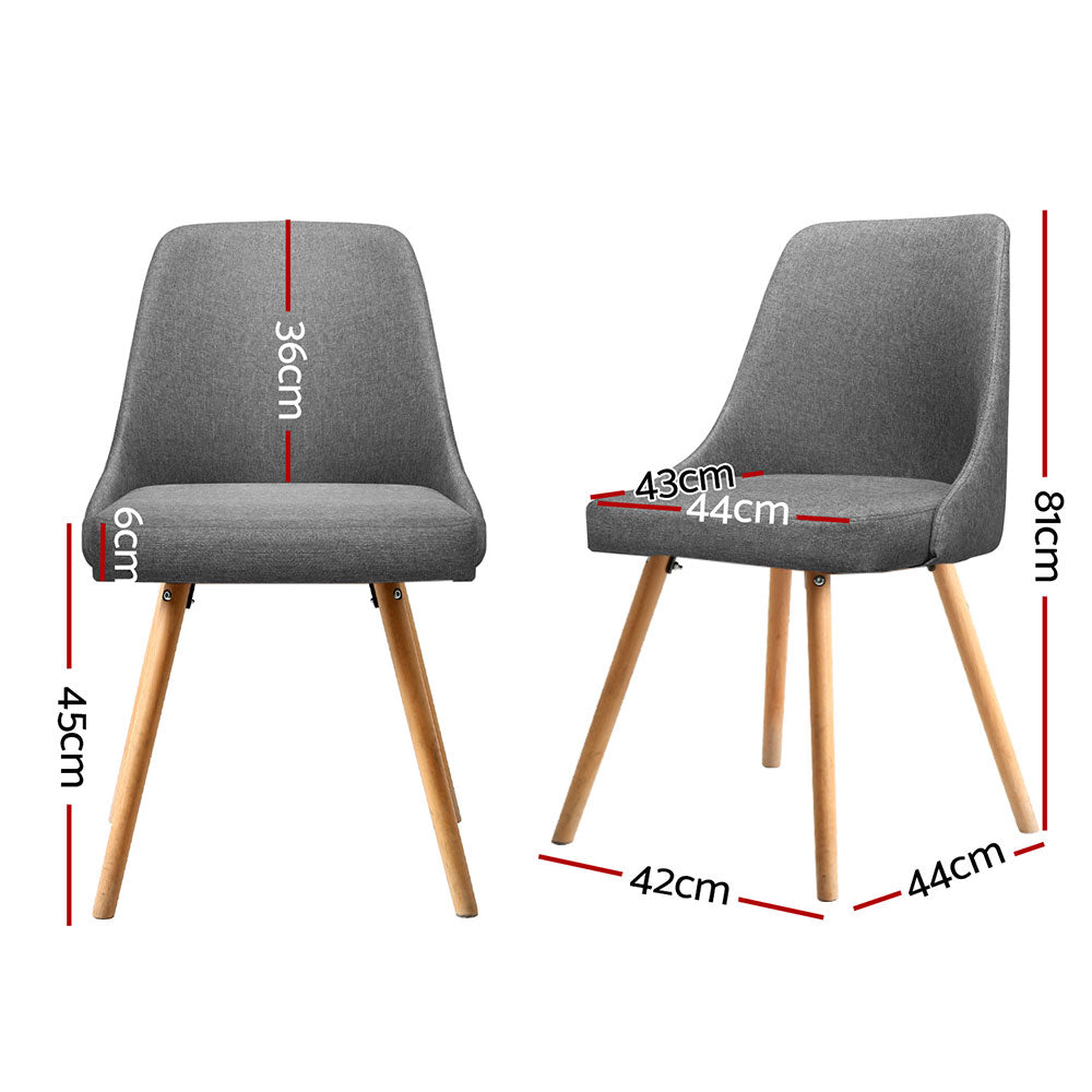 Artiss Dining Chairs Set of 4 Fabric Wooden Grey Artiss