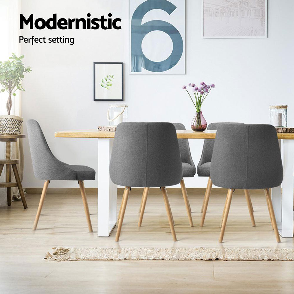 Artiss Dining Chairs Set of 4 Fabric Wooden Grey Artiss