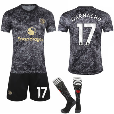 2024-2025 Manchester United Special Edition Black Football Kit for Kids Adult No.17 GARNACHO—max No.17 GARNACHO S