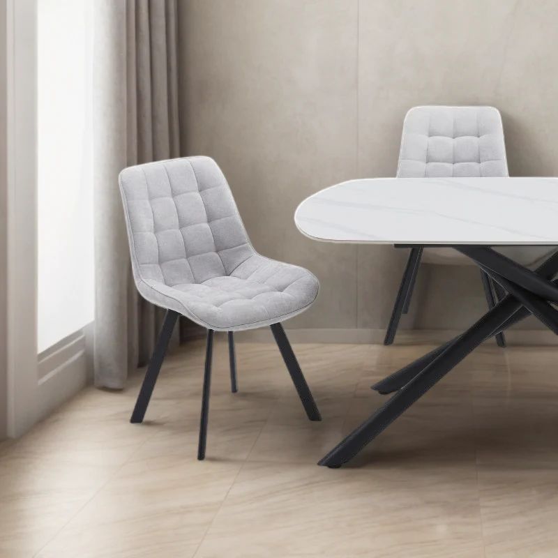 4PCS Neo Softy Light Grey Fabric Dining Chairs Does Not Apply