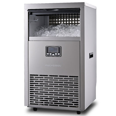 POLYCOOL Commercial Ice Maker Machine, up to 75kg/24hr, Timer & Self Cleaning Programs
