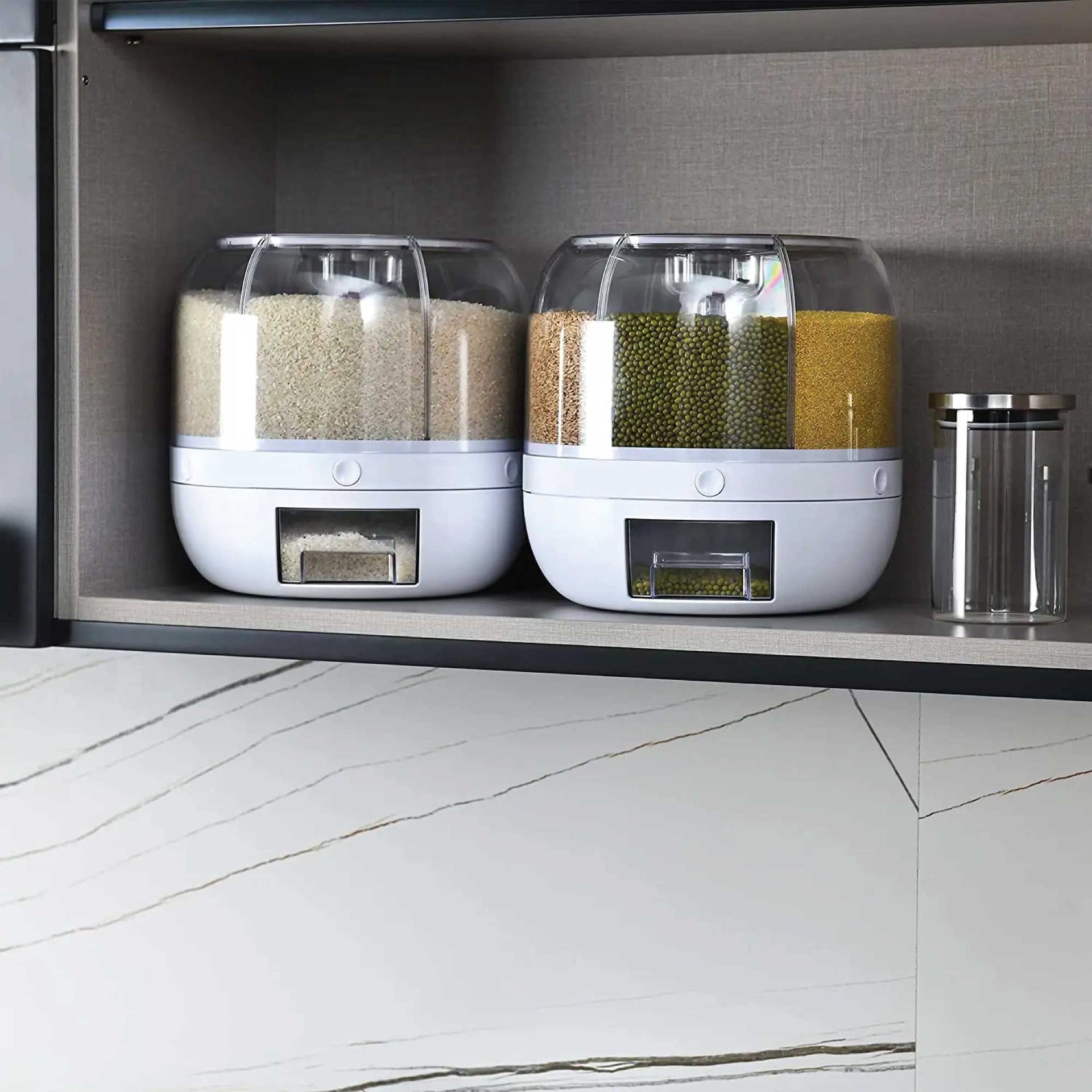 6 Grid Rotating Food Grain Dispenser 7.2L - Large Compartment Storage Container Does not apply