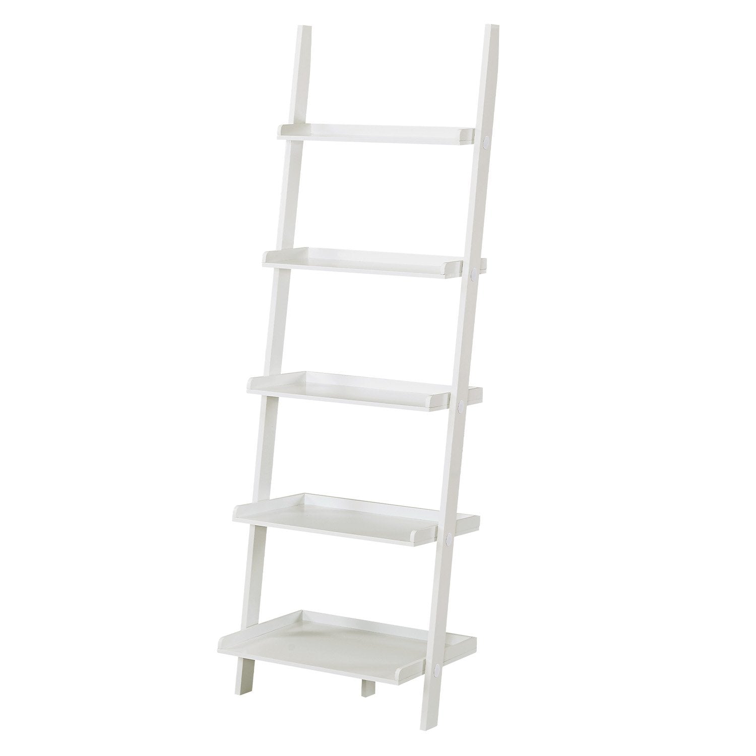 Sarantino Aster 5-Tier Ladder Shelf in White Awezingly