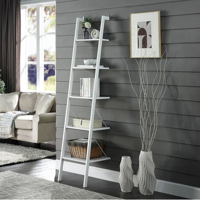 Sarantino Amelia 5-Tier Ladder Shelf in White