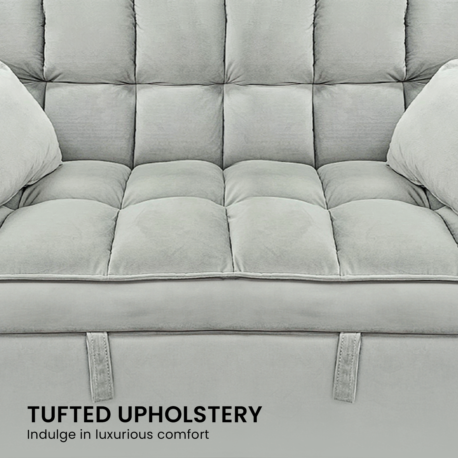 Sarantino Quincy 2-Seater Velvet Sofa Bed in Dark Grey with Wooden Frame and Tufted Design - Light Grey Sarantino