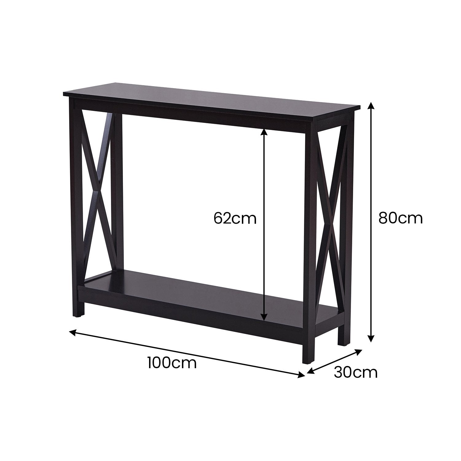 Sarantino Isla X-Frame Console Table in Black Awezingly