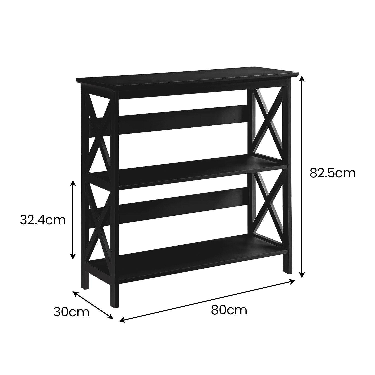 Sarantino Lucas 3-Tier Bookshelf Display Rack in Black Awezingly
