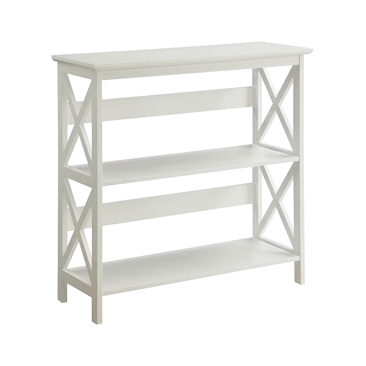 Sarantino Lucas 3-Tier Bookshelf Display Rack in White Awezingly