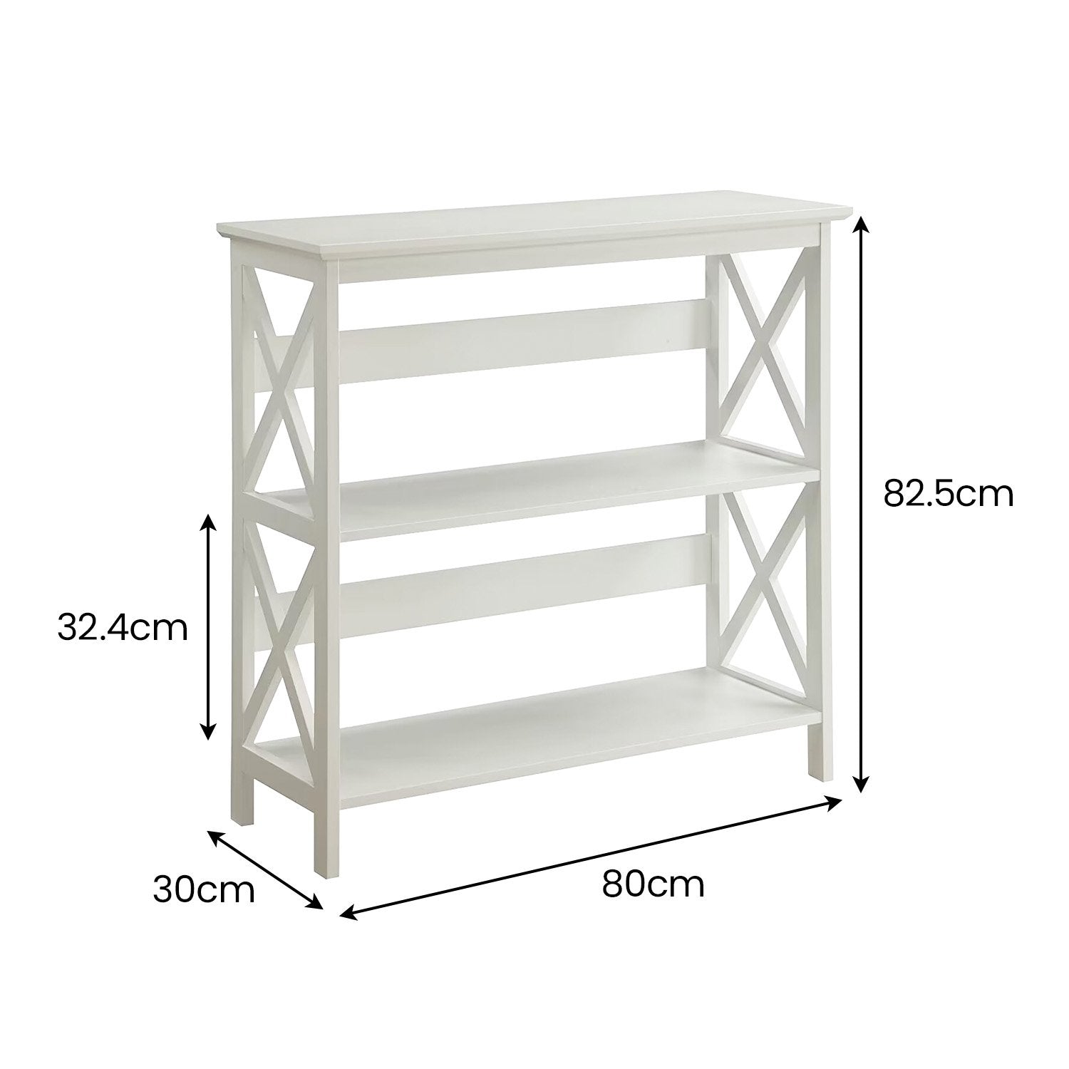 Sarantino Lucas 3-Tier Bookshelf Display Rack in White Awezingly