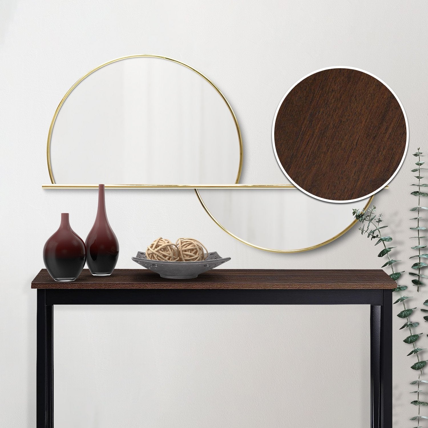Sarantino Cielo 2-Tier Console Table Dark Walnut Awezingly