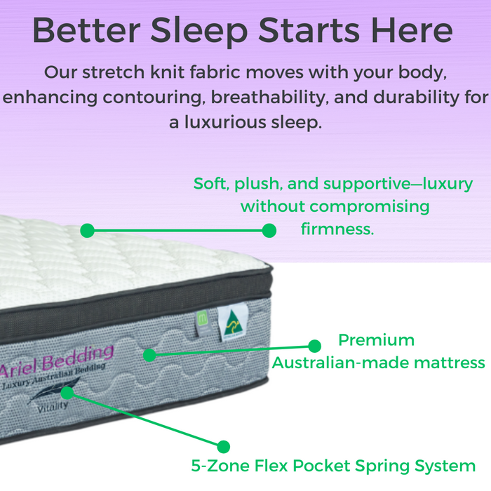 Ariel Vitality Mattress - 5 Zoned Pocket Spring Mattress - Medium/Firm - QUEEN Ariel