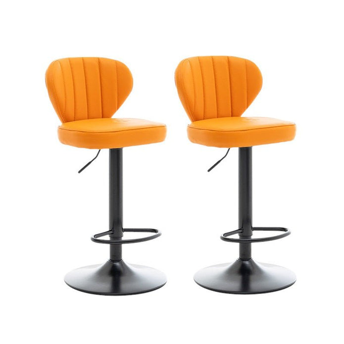 SERENITà Bar Stools Kitchen Bar Stool Leather Barstools Swivel Gas Lift Counter Chairs BS8405 Orange Awezingly