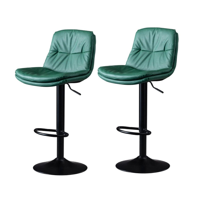 SERENITà Bar Stools Kitchen Bar Stool Leather Barstools Swivel Gas Lift Counter Chairs BS8406 Green Awezingly