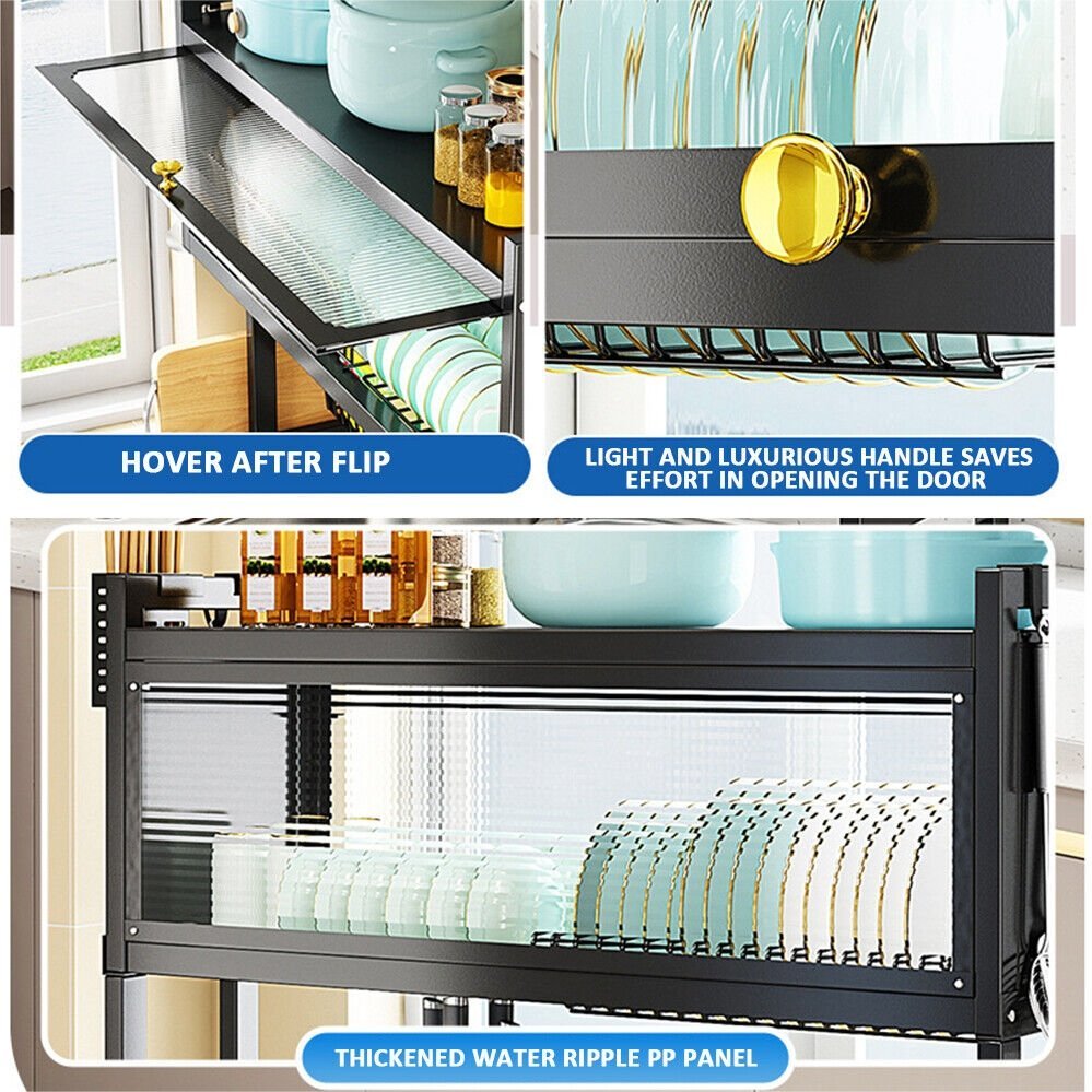 85cm Double Tier Enclosed Dish Drying Rack Holder Drain caddy Kitchen Drainer Storage Over Sink Organiser Storage Does Not Apply