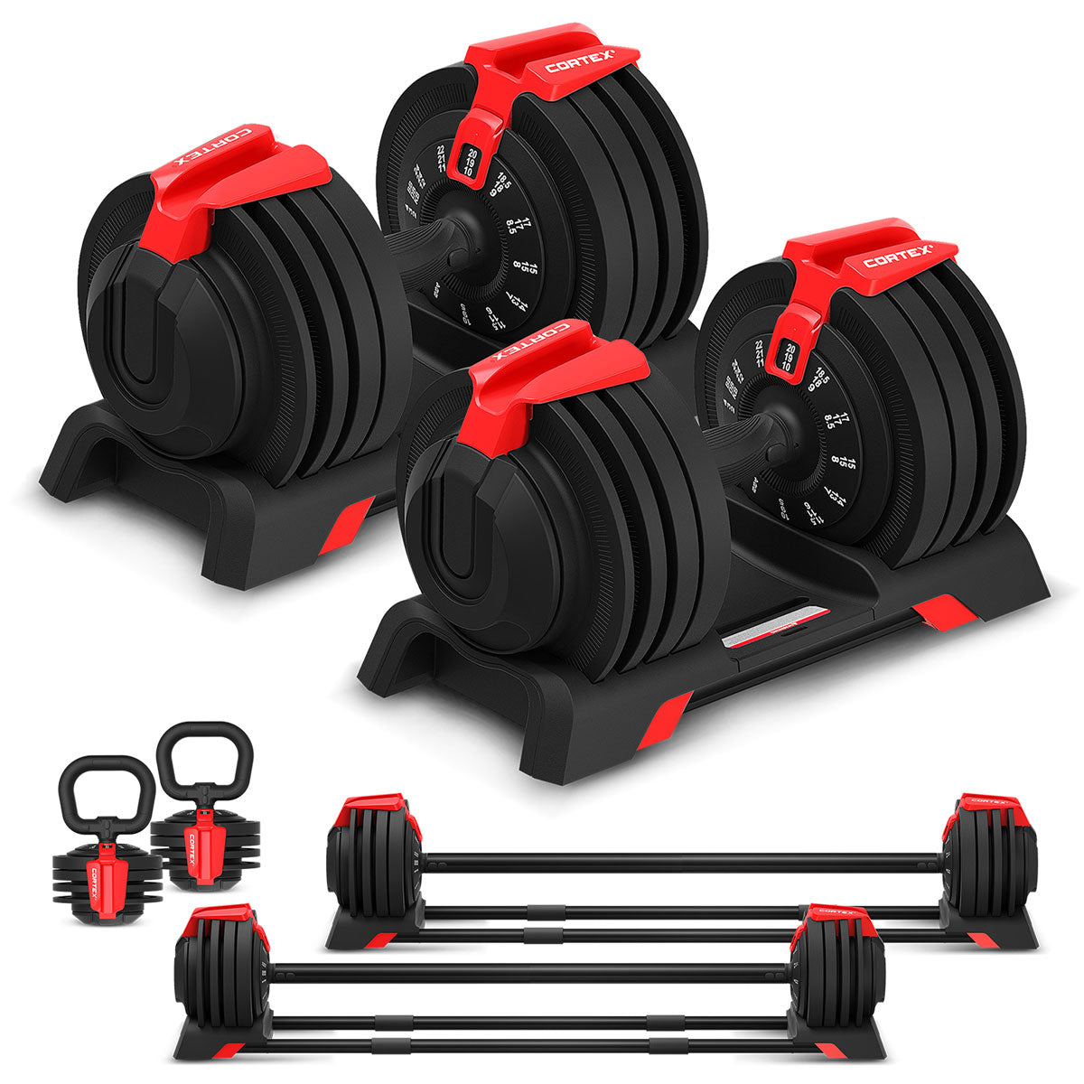 CORTEX SM-25 6-in-1 Power Rack with Smith & Cable Machine with 48kg Revolock V2 Adjustable Dumbbells + 100kg Essentials Package Awezingly