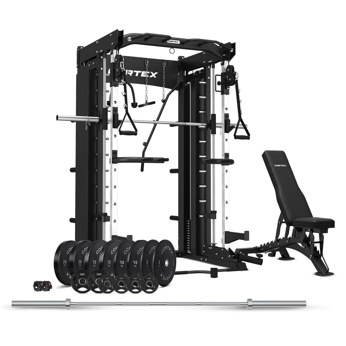 CORTEX SM26 Multi Gym with 130kg Olympic Bumper Weight, Bar and Bench Set
